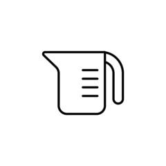 Measuring cup for cooking, beaker simple black line web icon vector illustration. Measuring cup icon. Thin linear measuring cup outline icon isolated on white background from kitchen collection.