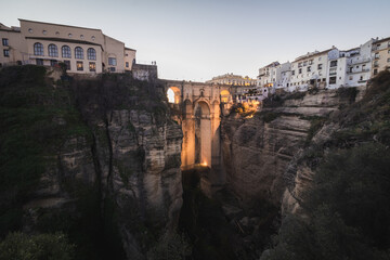 Beautiful famous stone bridge over the river Tajo in Ronda, (Málaga) Andalusia, Spain