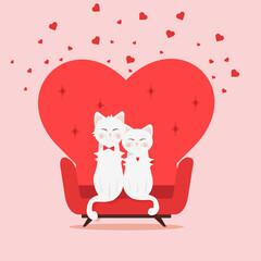 love Valentine's Day heart cats cast 
postcard 
valentine