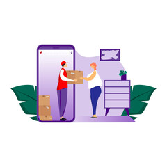 The courier sends the parcels to the recipient. Online order and courier delivery.