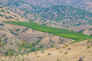 Views on the road from Sudak to Alushta. Mountain landscapes of Crimea
