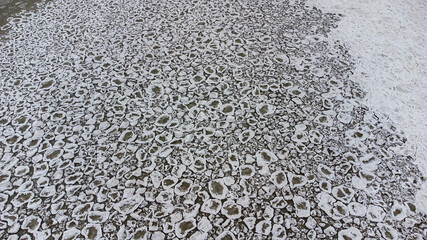 Pancake Ice Forming Over Lake Ontario, Canada
