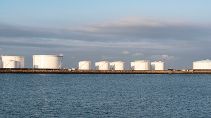 Fuel storage tanks in the port of Le Havre in France