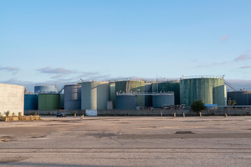 Fuel storage tanks in the port of Le Havre in France