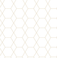 Golden geometric vector seamless patterns on a white background. Modern illustrations for wallpapers, flyers, covers, banners, minimalistic ornaments, backgrounds.