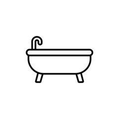 Thin line bathub icon. Bathtub bath icon vector button logo symbol concept. Thin line bathub icon. Bathub and Shower Icon Vector. Illustration Vector graphic of bathub icon. Bathroom Element Symbol.