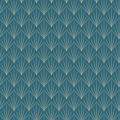 Golden geometric vector seamless patterns. Golden lines, triangles and rhombuses on an emerald green background. Modern illustrations for wallpapers, flyers, covers, banners, minimalistic decorations,