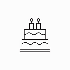 Birthday icon collection - Birthday food Cake. Birthday cake line icon, outline vector sign, linear style pictogram isolated on white. Symbol, logo illustration. Editable stroke.