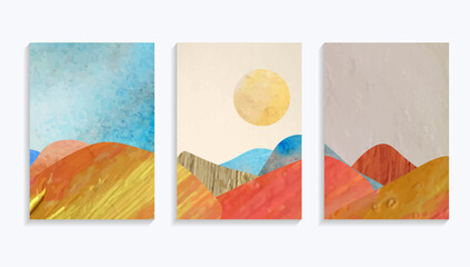 Fototapeta na wymiar colorful landscapes mountain vector background set