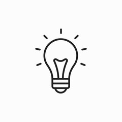 Light bulb icon on white background. Energy and thinking symbol. Creative idea and inspiration concept. Vector illustration