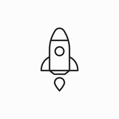 rocket icon vector from business collection. Thin line rocket outline icon vector illustration. Linear symbol. Rocket icon vector. Startup icon vector. Outline rocket ship with fire.