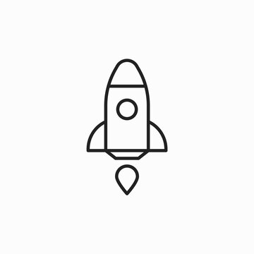 rocket icon vector from business collection. Thin line rocket outline icon vector illustration. Linear symbol. Rocket icon vector. Startup icon vector. Outline rocket ship with fire.