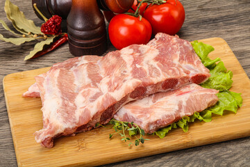 Raw pork ribs for cooking