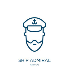 ship admiral icon from nautical collection. Thin linear ship admiral, ship, marine outline icon isolated on white background. Line vector ship admiral sign, symbol for web and mobile