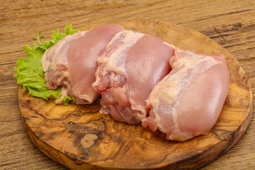Raw chicken boneless and skinless leg
