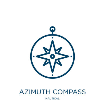 azimuth compass icon from nautical collection. Thin linear azimuth compass, compass, rose outline icon isolated on white background. Line vector azimuth compass sign, symbol for web and mobile