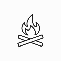 Bonfire icon. Camp fire clipart. Vector illustration isolated on white.camping bonfire icon from nature outline collection. Thin line camping bonfire icon isolated on white background.