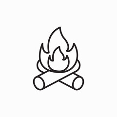 Bonfire icon. Camp fire clipart. Vector illustration isolated on white.camping bonfire icon from nature outline collection. Thin line camping bonfire icon isolated on white background.