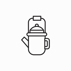 Camping food fire pot icon. Outline camping food fire pot vector icon for web design isolated on white background