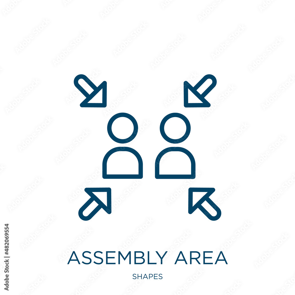 Poster assembly area icon from shapes collection. thin linear assembly area, area, assembly outline icon is