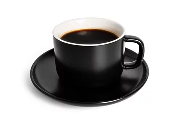 Foto op Plexiglas Coffee americano in cup and saucer isolated on a white background. Hot coffee © jul_photolover