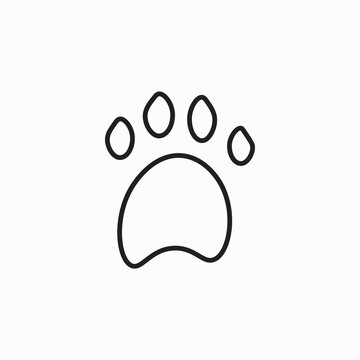 Paw print icon vector illustration isolated on white background. Dog, cat, bear paw symbol flat pictogram. Cat Paw Print Icon. Footprint pet. Paw prints. Dog or cat vector, icon. Foot puppy isolated