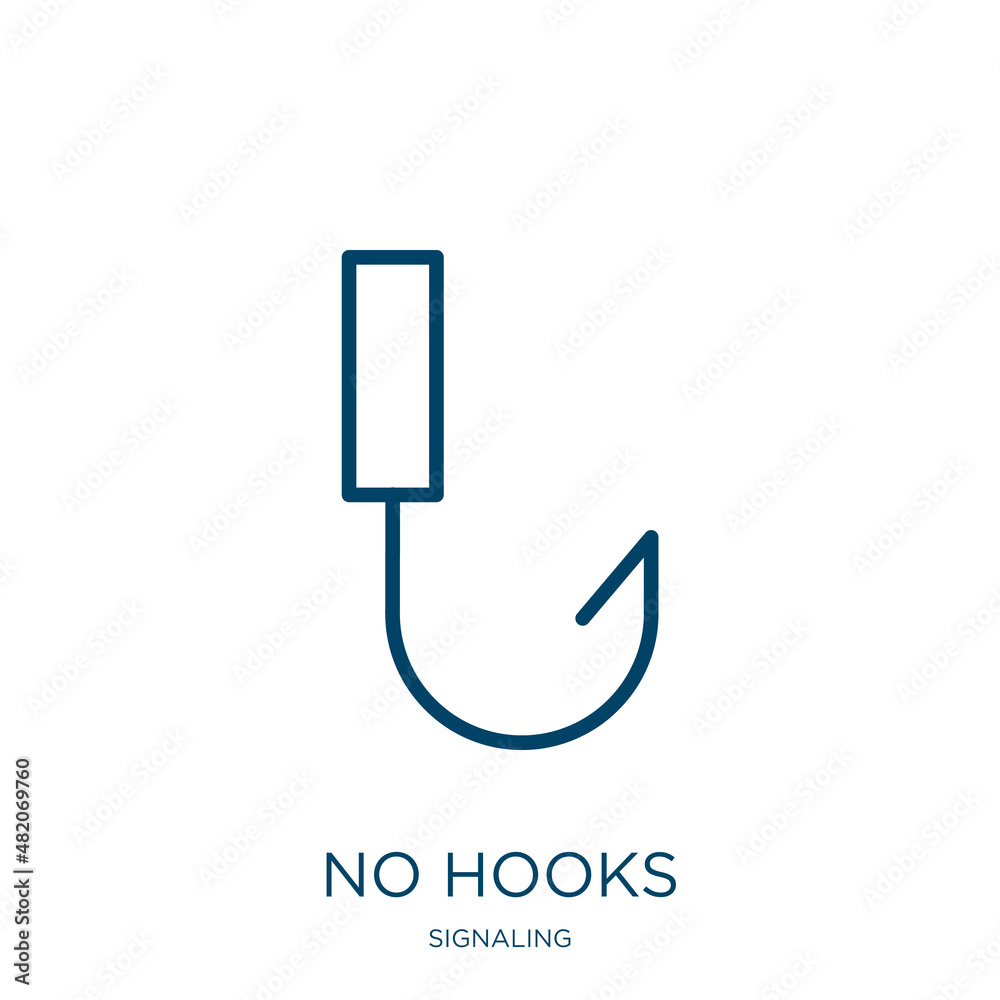Poster no hooks icon from signaling collection. thin linear no hooks, hook, label outline icon isolated on 