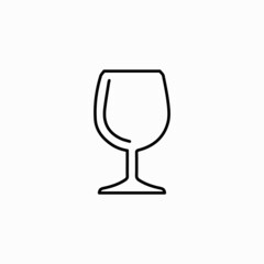 wine glass icon or silhouette. Alcohol symbol. Vector illustration. Classic Wine glass icon. Single flat black pictogram isolated on white background. Vector EPS10 illustration.