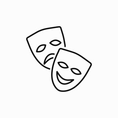 Antique theatre icon with masks. Comedy And Drama Face Mask Icon