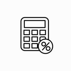 Calculator loan percent icon, outline style. Percent calculator icon, outline style