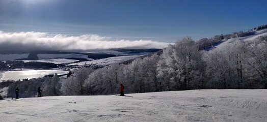 snow covered mountains in auvergne at Super-Besse