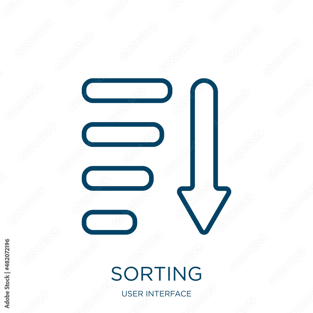 Poster sorting icon from user interface collection. thin linear sorting, sort, internet outline icon isolat