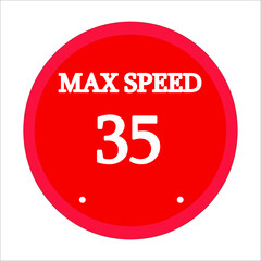 maximum speed 35. Red circle and white background