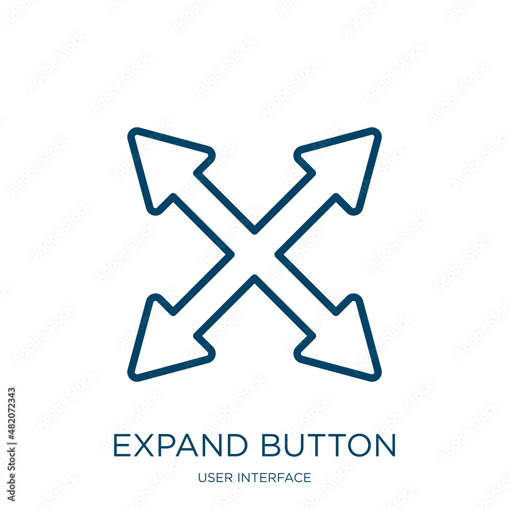 Poster expand button icon from user interface collection. thin linear expand button, button, simple outline