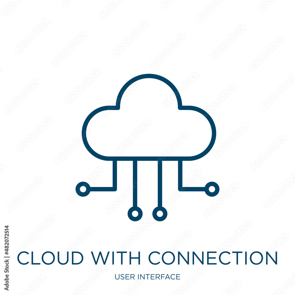 Poster cloud with connection icon from user interface collection. thin linear cloud with connection, networ