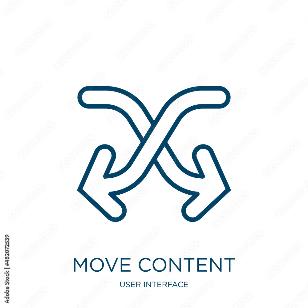 Poster move content icon from user interface collection. thin linear move content, content, move outline ic
