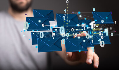 email on computer Businessman is working to important reminder