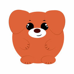 Cute cartoon round Dog. Draw illustration in color