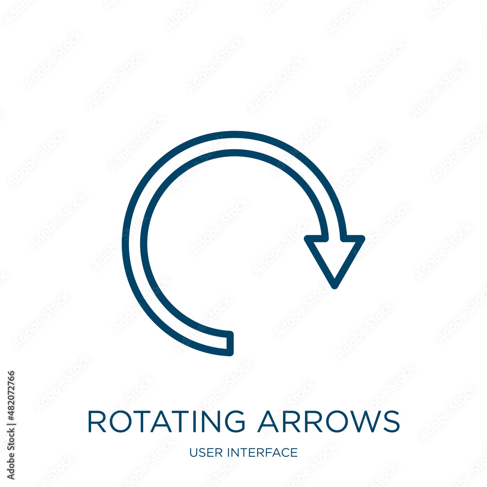 Poster rotating arrows icon from user interface collection. thin linear rotating arrows, arrow, rotation ou