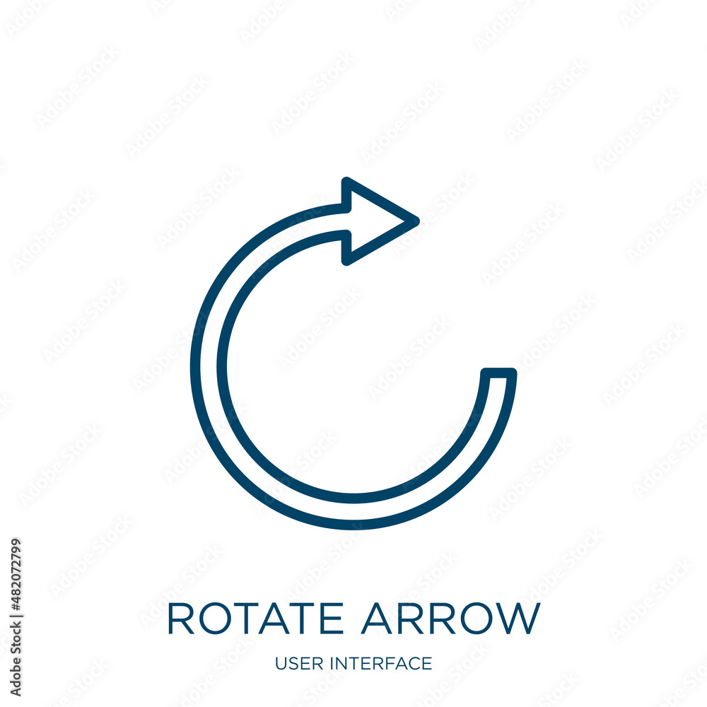 Poster rotate arrow icon from user interface collection. thin linear rotate arrow, arrow, rotation outline 