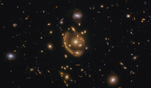 ESA/Hubble Rings of Relativity. This image, taken with the NASA/ESA Hubble Space Telescope, depicts GAL-CLUS-022058s, located in the southern hemisphere constellation of Fornax (The Furnace).