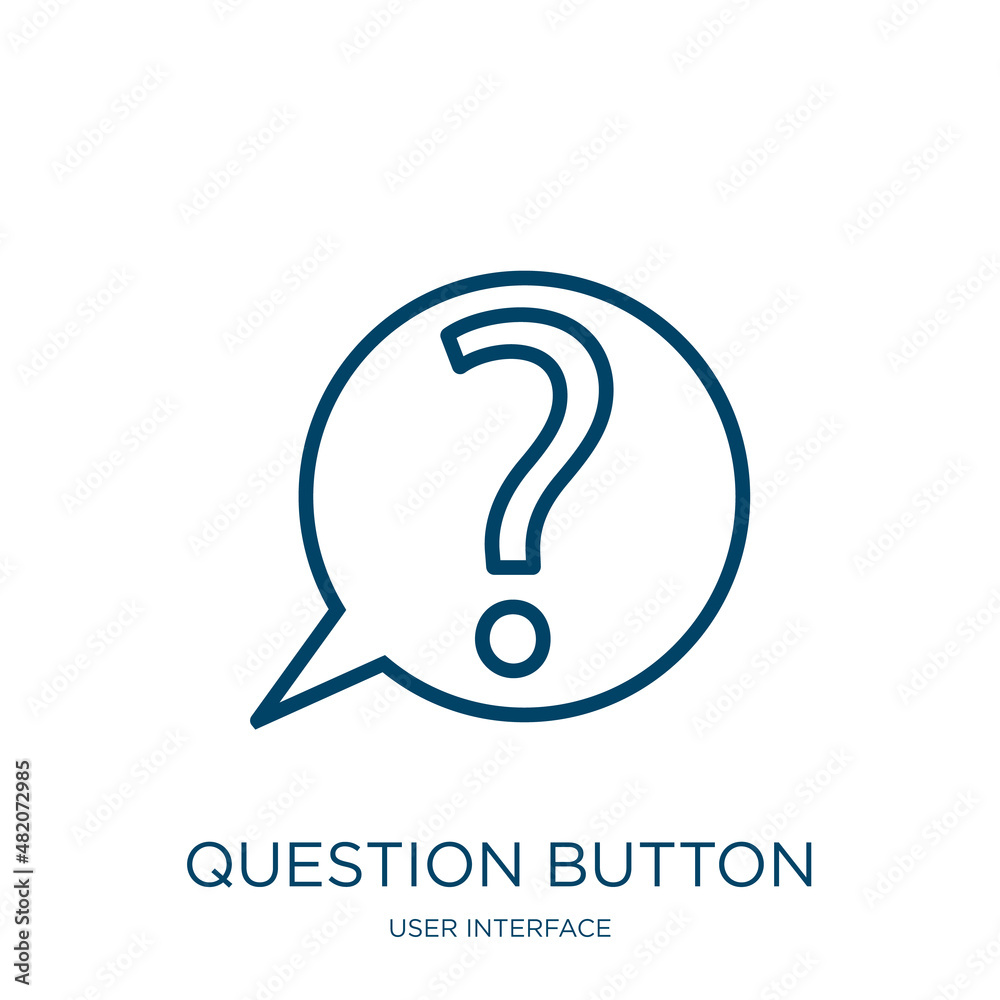 Aufkleber question button icon from user interface collection. thin linear question button, button, question o