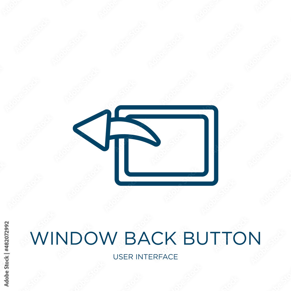 Poster window back button icon from user interface collection. thin linear window back button, window, back