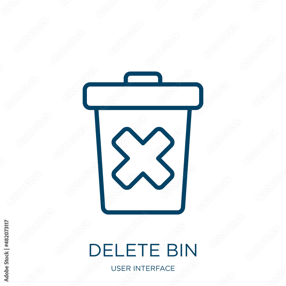 Poster delete bin icon from user interface collection. thin linear delete bin, container, bin outline icon 