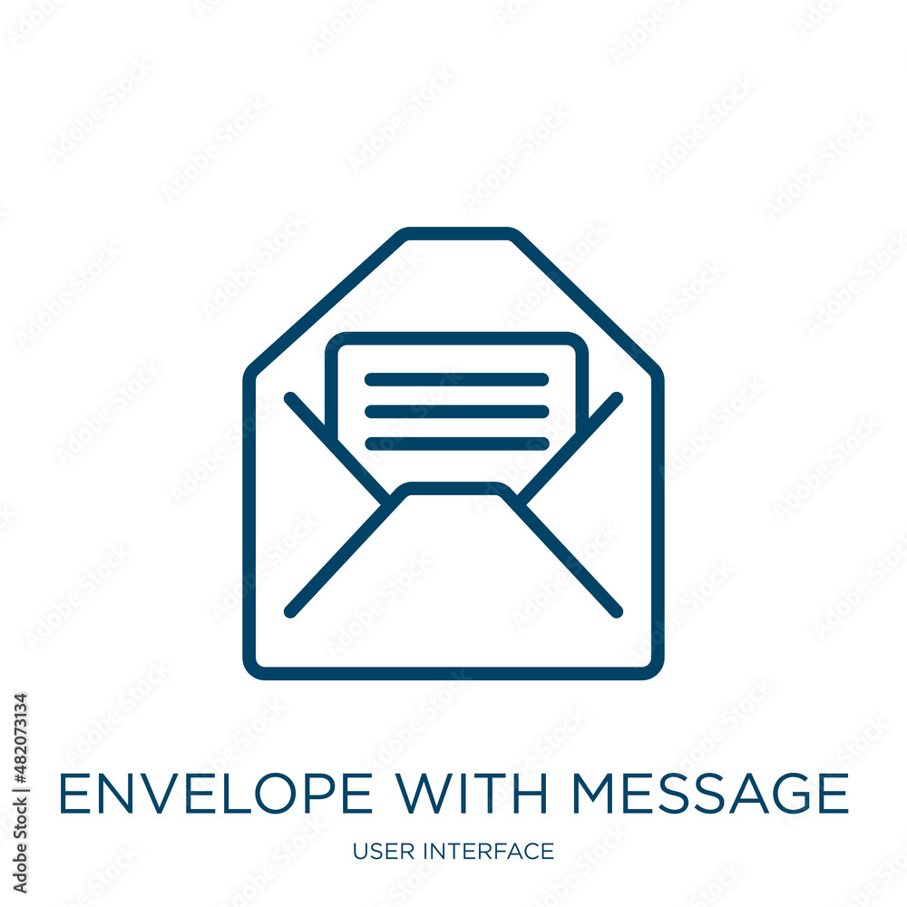 Poster envelope with message icon from user interface collection. thin linear envelope with message, mail, 
