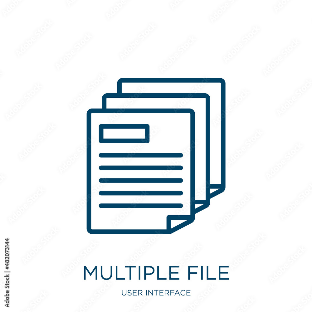 Poster multiple file icon from user interface collection. thin linear multiple file, document, office outli