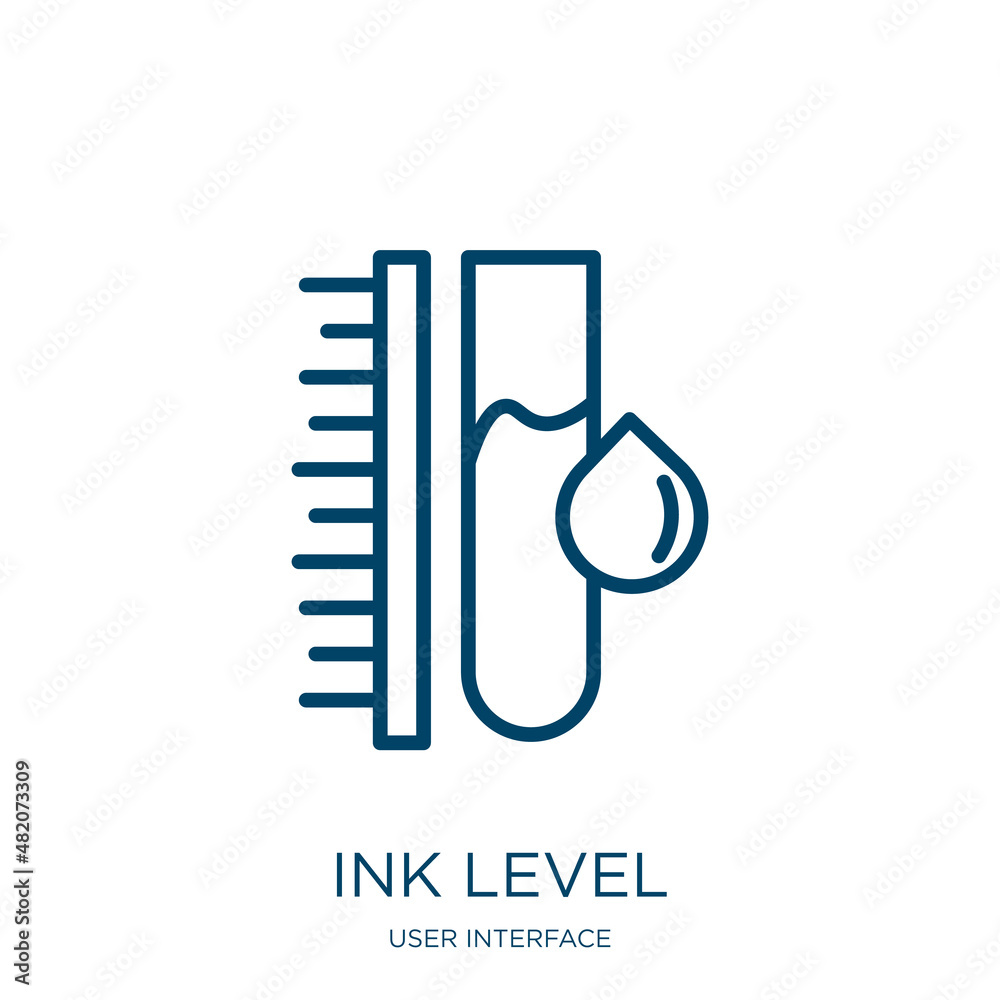 Aufkleber ink level icon from user interface collection. thin linear ink level, level, ink outline icon isolat