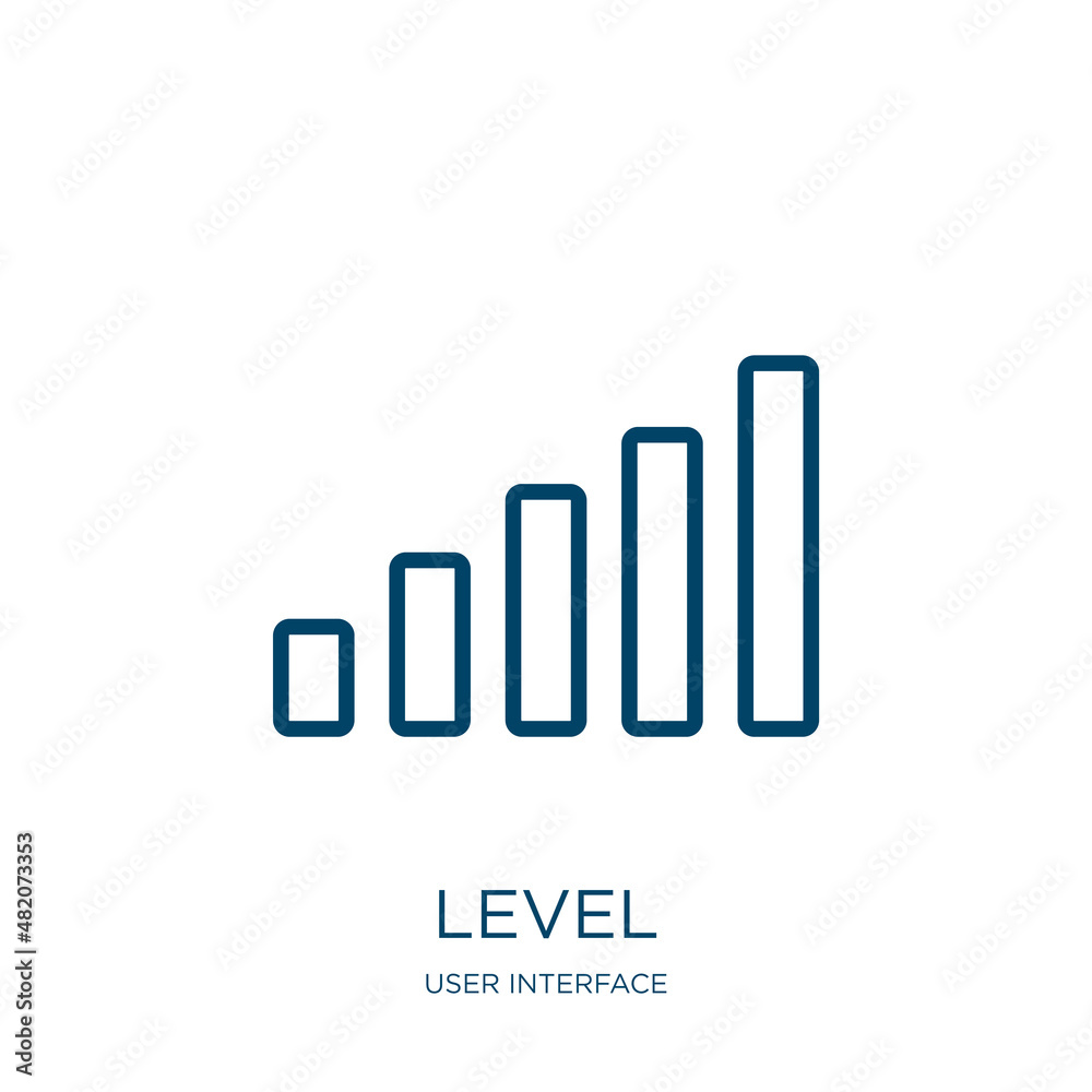 Poster level icon from user interface collection. thin linear level, button, control outline icon isolated 