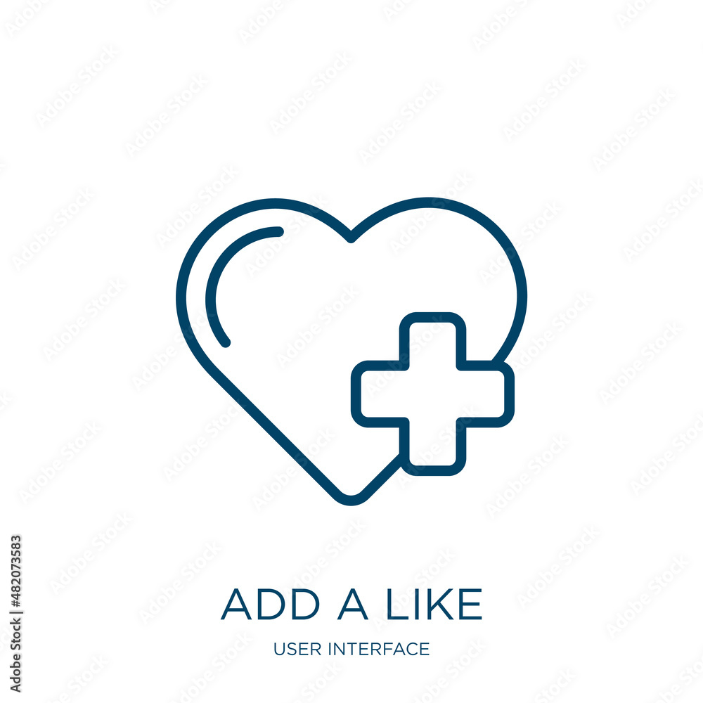 Aufkleber add a like icon from user interface collection. thin linear add a like, add, like outline icon isola