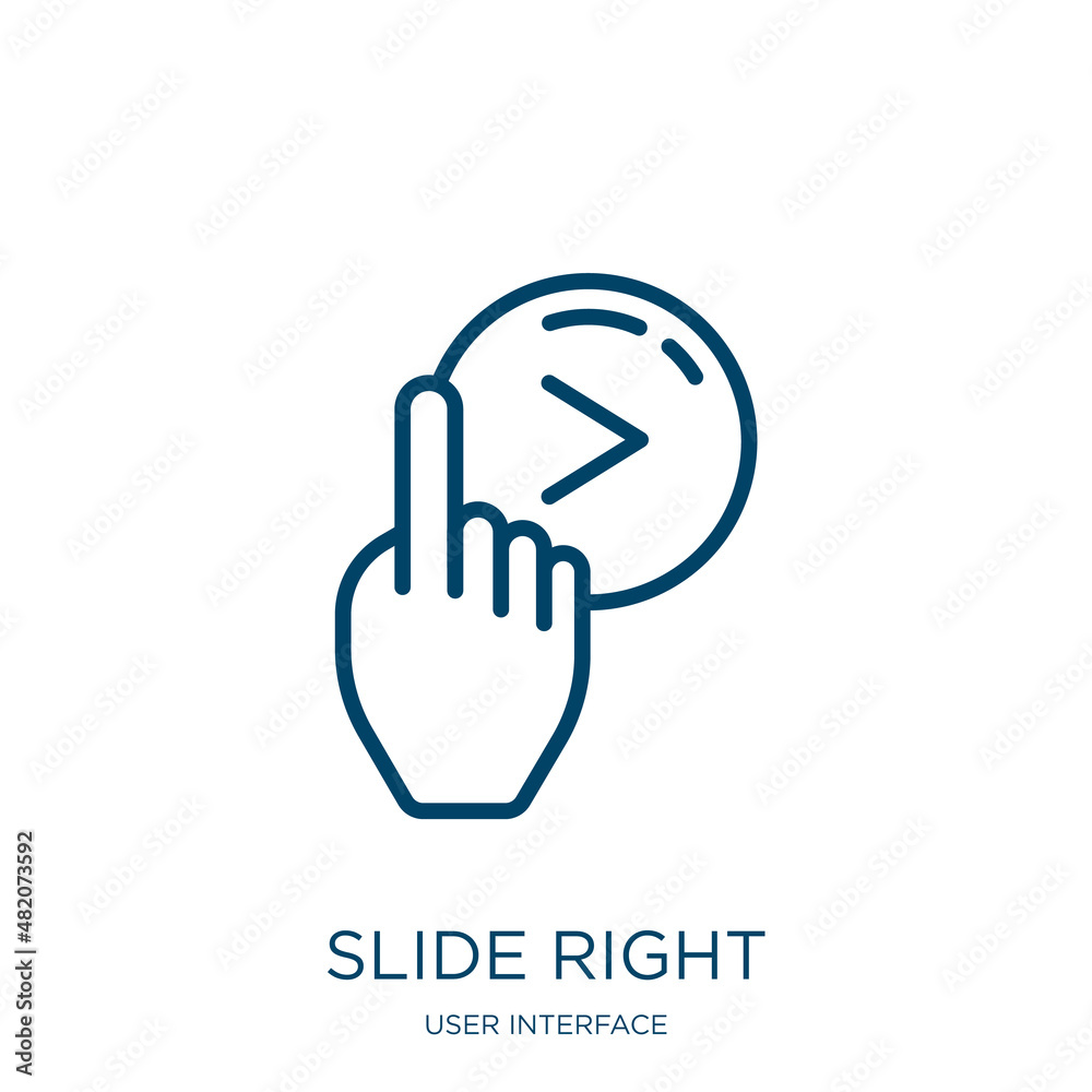 Poster slide right icon from user interface collection. thin linear slide right, arrow, slide outline icon 